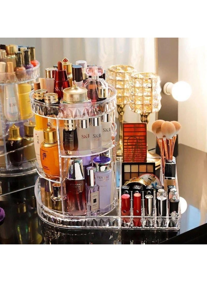 360-degree rotating makeup organizer, adjustable-level perfume organizer shelf, large-capacity transparent cosmetic box - Image 1